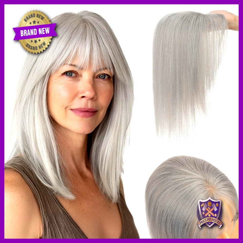 Human Hair Topper Clip-In Lace Base Thinning Coverage Volume Enhancer